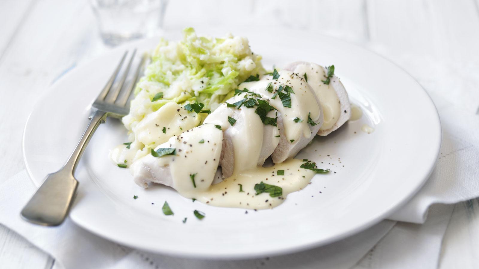 Chicken in creamy white wine sauce