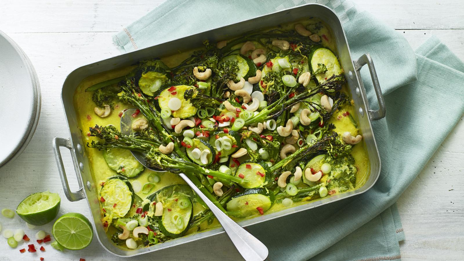 Chilli-spiked greens in coconut milk 