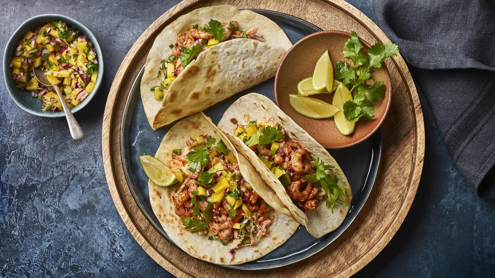 Chipotle prawn tacos