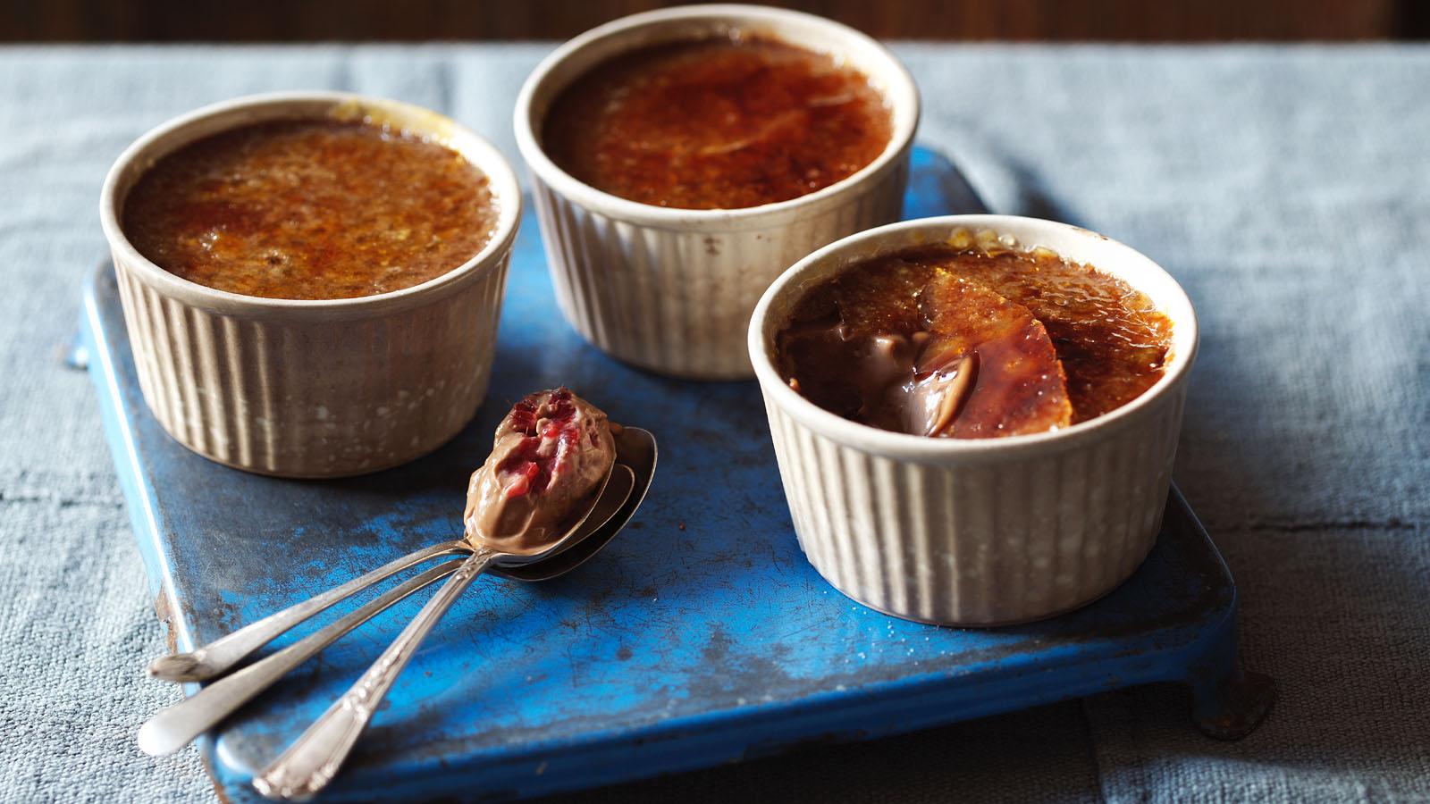 Chocolate and raspberry crème brûlée