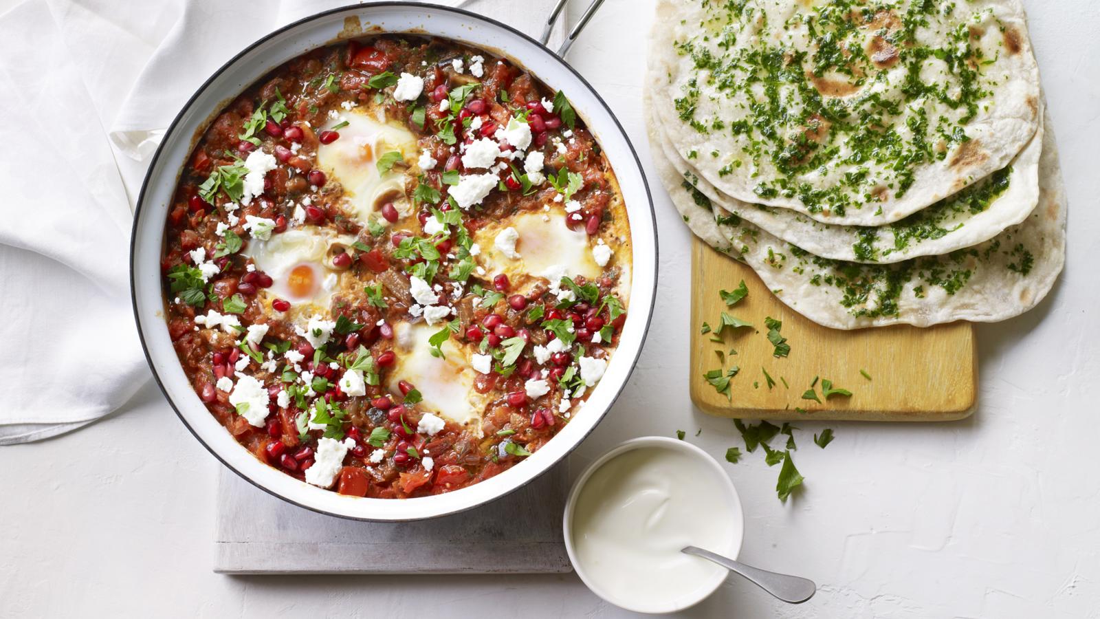 Chorizo shakshuka with flatbreads