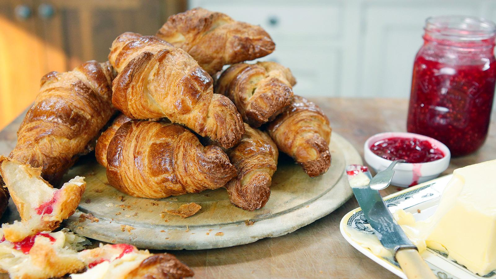 Homemade buttery croissants