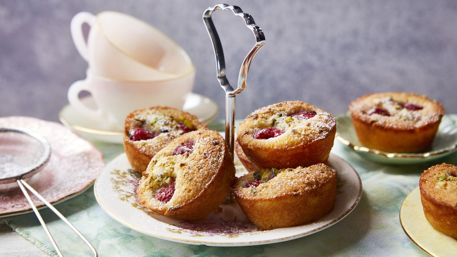 Pistachio, lemon and raspberry friands 