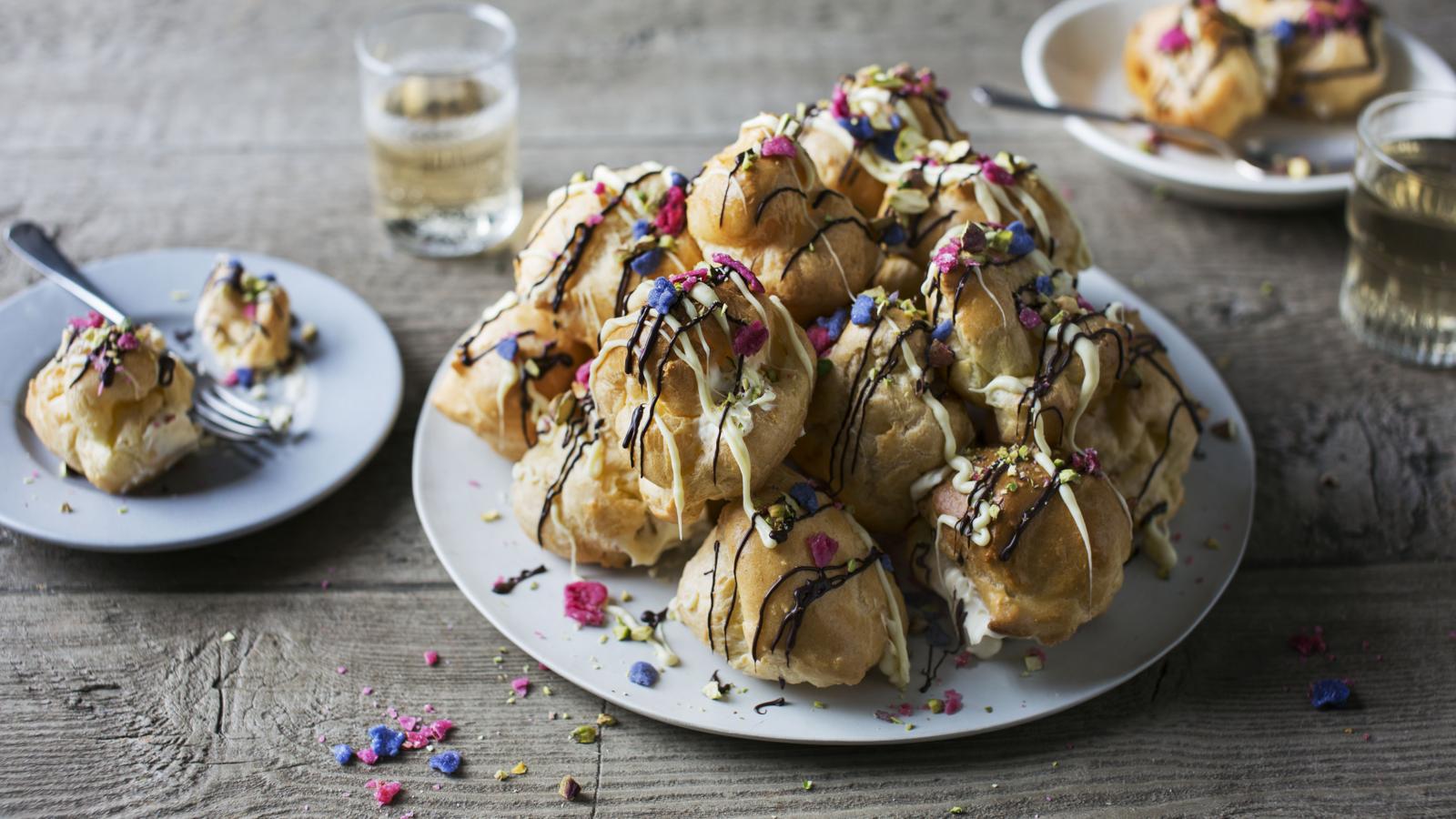 Profiteroles with cheat’s custard 