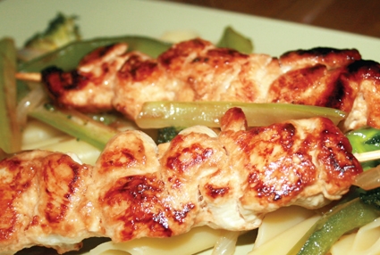 Chicken Skewers Marinated in Sour Cream with Vegetables