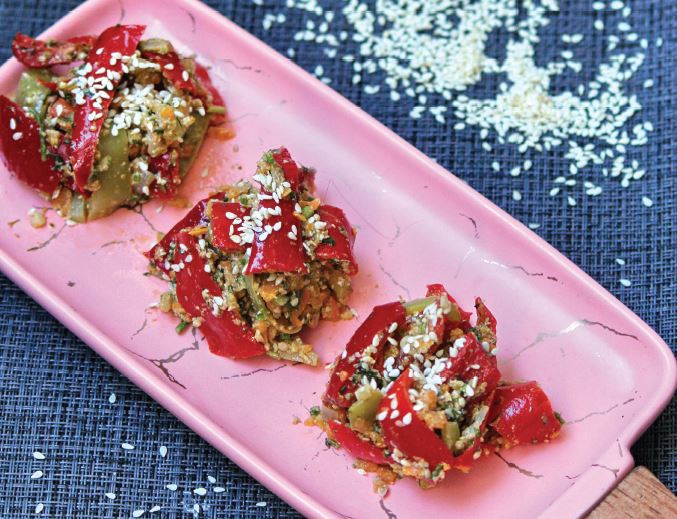 Bell Peppers with Walnuts and Carrots