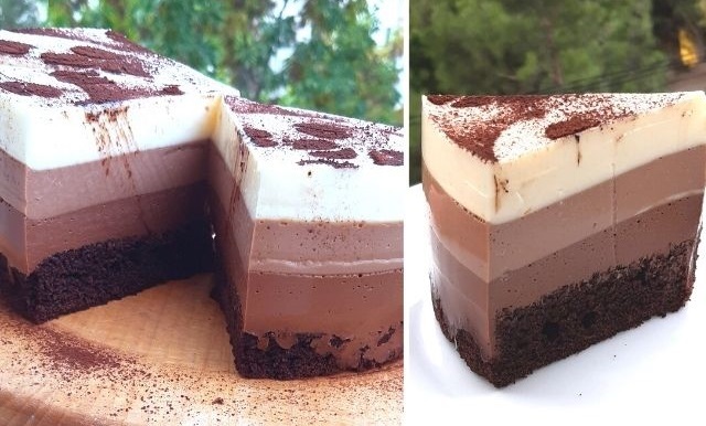 Three Chocolate Mousse Cake