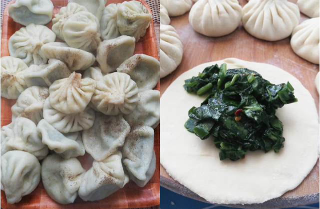 Vegan Khinkali with Spinach and Mushrooms